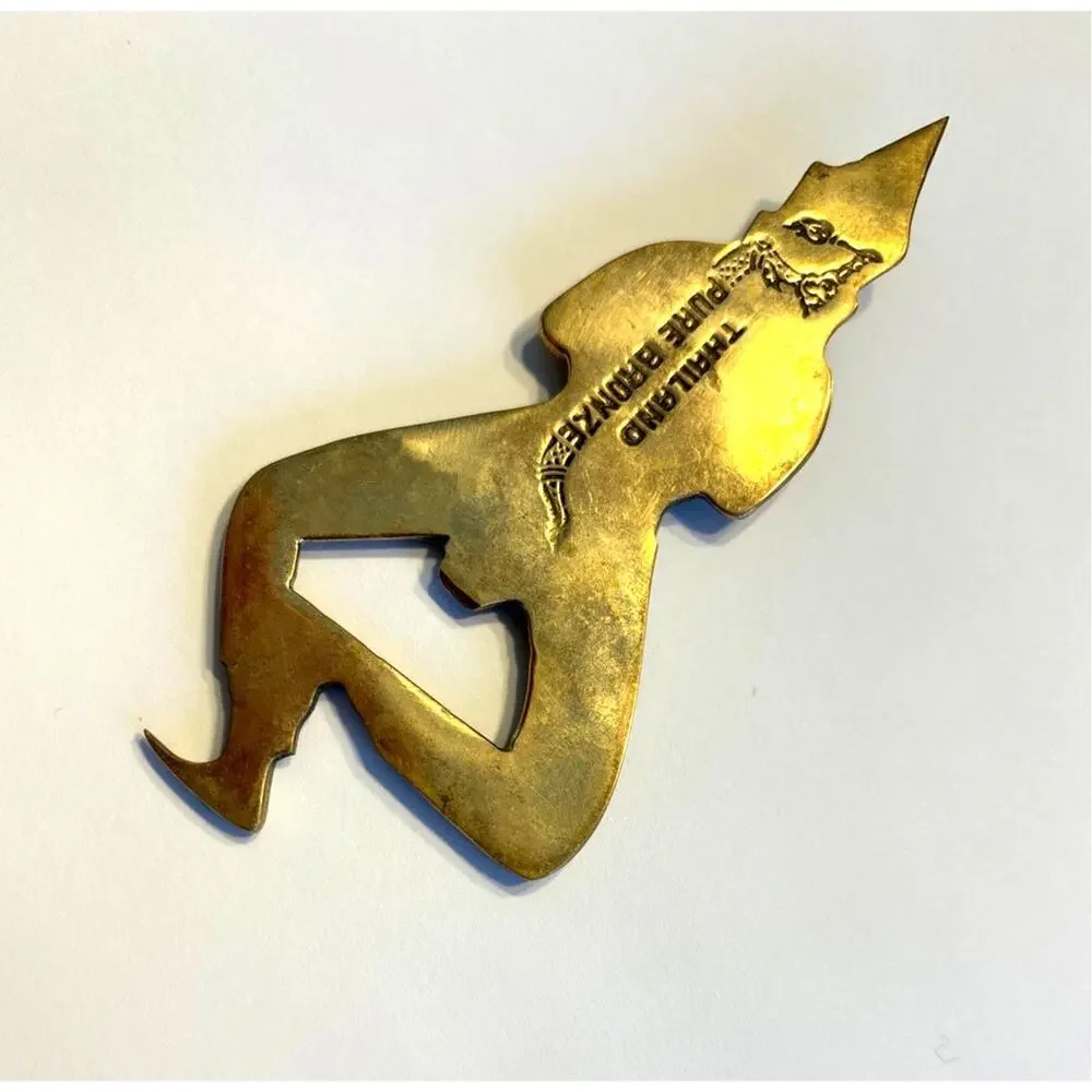Vintage bronze bottle opener Thailand Buddha ethnic dancer unique bar tool